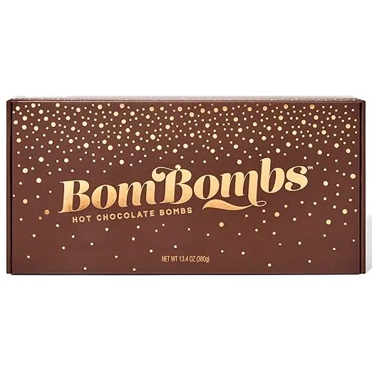 Bombombs Hot Chocolate Bombs, Classic Milk Chocolate Cocoa Bomb Gift Set, Includes 2 Flavors; Caramel Candy and Fudge Brownie Filled with Mini Marshmallows, Set of 10