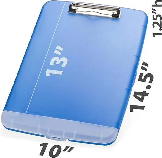 Officemate Slim Clipboard Storage Box, Translucent Blue (83304)