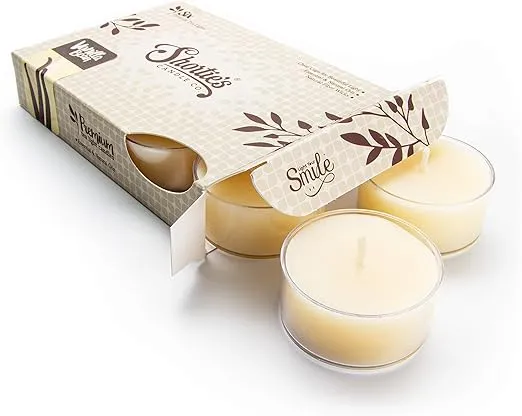 Vanilla Bean Premium Tealight Candles - 6 Beige Highly Scented Tea Lights - Beautiful Candlelight - Made in The USA - Bakery & Food Collection