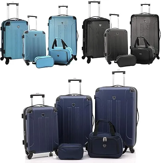 Travelers Club Chicago Hardside Expandable Spinner Luggage, Teal, 5 Piece Set