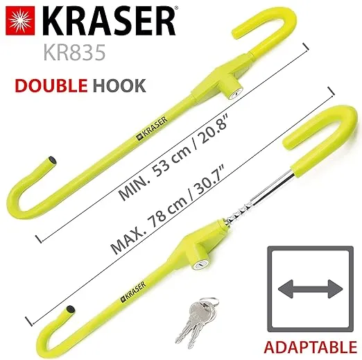 KRASER KR835 Steering Wheel Brake Pedal Lock, More Visible and Deterrent Yellow Rubber Coating, High Security Brake Clutch Pedal Lock Anti Theft Device Universal for Car, Van, Truck, Motorhome, Camper