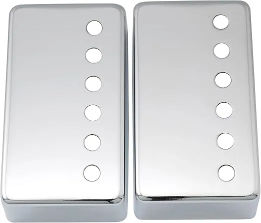 Musiclily 50mm/52mm Guitar Humbucker Pickup Covers Neck Bridge Humbucker Pickup Covers Set for Epiphone Les Paul Electric Guitar, Chrome (Set of 2)