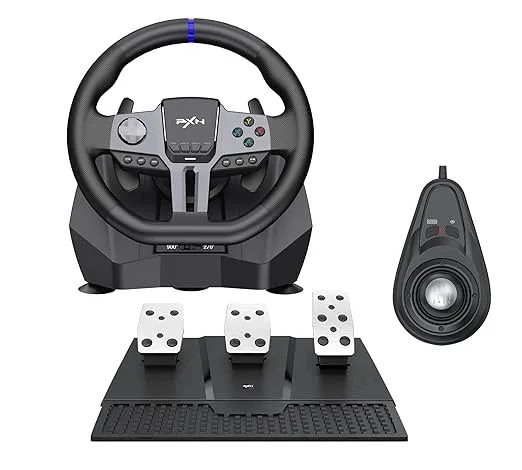 PXN V9 Gen2 gaming Steering Wheel With magnetic Pedals and Shifter 270/900° Dual-Vibration Driver free, sim car Driving gaming Racing Wheel for PC,PS4,PS3,Xbox one, Xbox Series X/S