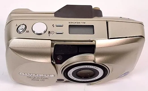 Olympus Stylus Epic Zoom 170 Point & Shoot 35mm Film Camera with Built-in Flash, Olympus ED Lens Multi-AF ZOOM 38-170mm Compatible with 35mm Film Color & B&W. (Renewed)