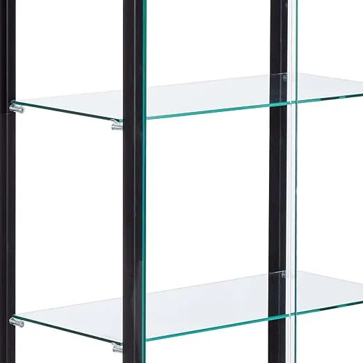 Coaster Home Furnishings Delphinium 64-inch 2-Door 5-Tier Clear Tempered Glass Curio Cabinet Display Case with Shelving Black 950170