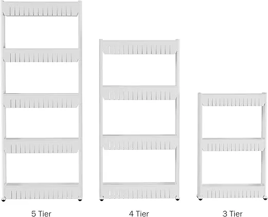 3-Tier Rolling Cart - Narrow-Space Kitchen or Bathroom Organizer - Slim Slide-Out Storage Shelves - Organization and Storage Furniture by Lavish Home