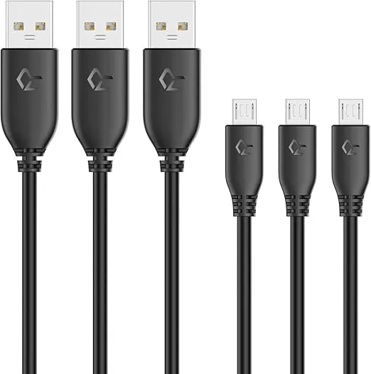 Rankie 3-Pack 3ft Micro USB Cable High Speed Data and Charging (Black)