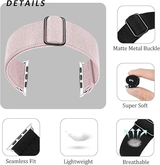 Greatfine Stretchy Solo Loop Strap Compatible with Apple Watch Band 38mm 40mm 44mm 41mm 42mm 45mm, Elastic Nylon Band Adjustable Buckle Women Men Sport Strap for iWatch Series 8 7 6 5 4 3 2 1 SE