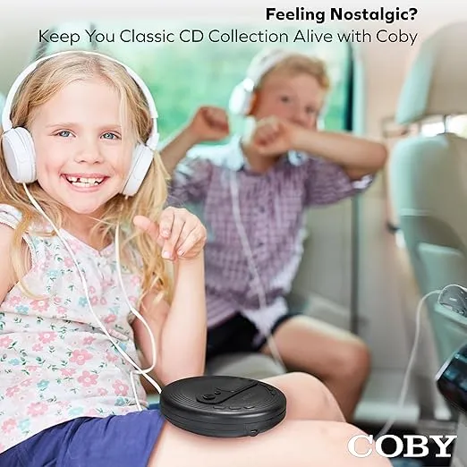 COBY Portable CD Player with Earbuds, FM Radio & MP3 | Skip Protection, Lightweight & Shockproof Music Compact Disc Player | Portable Discman Perfect for Home Car and Travel