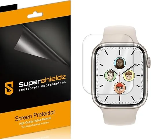 Supershieldz (3 Pack) Designed for Apple Watch Series 9/8 /7 (45mm) Screen Protector, High Definition Clear Shield (TPU)