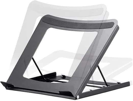 Monoprice Adjustable Folding Laptop Stand - Steel Ideal For Work, Home, Office Laptops, Black - Workstream Collection