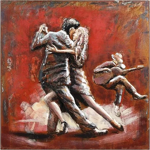 Empire Art Direct Romantic Dance Metal Wall Art,Hand Painted Primo Mixed Media Iron Wall Sculpture,3D Wall Decor,Ready to Hang,Living Room, Bedroom ＆ Office 40 in. x 2.4 in. x 40 in.