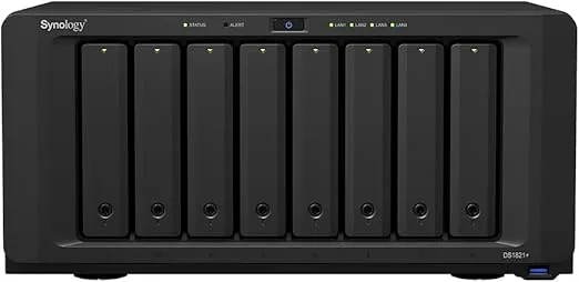 Synology DS1821+ 8-Bay Diskstation NAS (AMD Ryzen V1500B Quad-Core 2,2 GHz 4 GB DDR4 ECC SODIMM 4 x 1 GbE RJ-45 LAN-Port) 32TB Bundle with 8X 4TB Seagate IronWolf