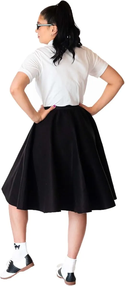 Hip Hop 50's Shop 1950s Adult 4 Piece Poodle Skirt Costume Outfit for Women with Accessories (glasses, socks, scarf)