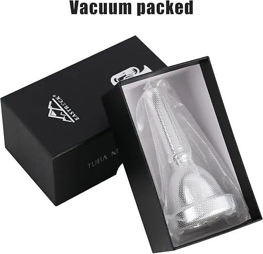 EastRock Standard Tuba Mouthpiece, Silver Plated Tuba Mouthpiece Size 67C4, Tuba Player Replacement Tuba Parts Vacuum Packed