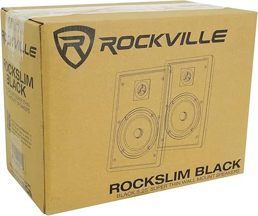 Rockville 2 RockSlim Black Home Theater 5.25" 240w Easy Wall Mount Slim Speakers