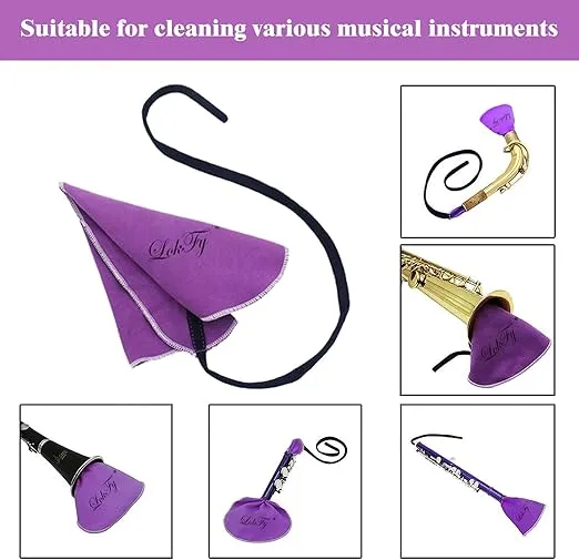 Cleaning Cloth Swab for Inside Tube Suitable for Clarinet Piccolo Flute Sax Saxophone (Purple)