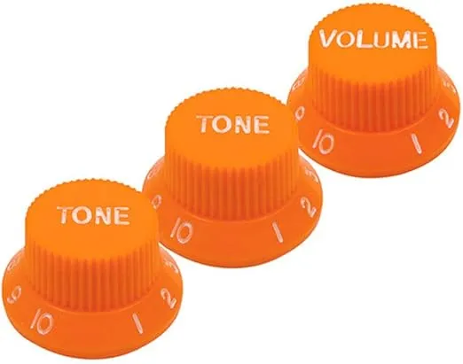 ROLIZO Strat Style Guitar Control knobs 1 Volume and 2 Tone Set for Fender ST Strat Style Guitar Orange