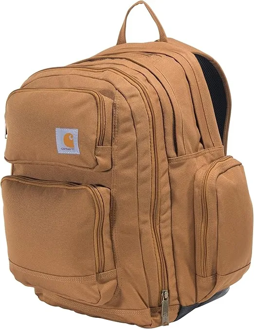 Carhartt 35L Backpack, Durable Pack with Laptop Sleeve and Duravax Abrasion Resistant Base, Everyday Triple Compartment Brown, One Size