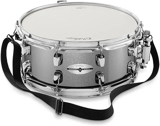 Ashthorpe Snare Drum Set with Remo Head (Silver) - Student Beginner Kit with Stand, Padded Gig Bag, Practice Pad, Neck Strap, and Sticks