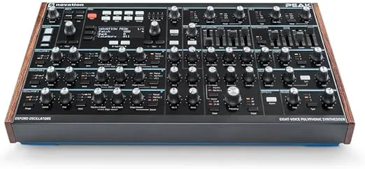 Novation Peak 8-Voice Desktop Polyphonic Synthesiser with 2 LFOs per voice, 16-slot modulation matrix, 3 analogue distortion points, and digital effects