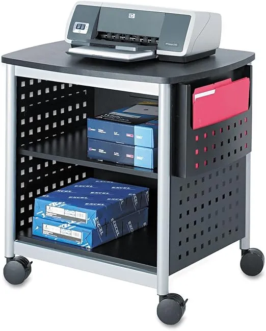 Safco 1856BL Scoot Printer Stand 26-1/2w x 20-1/2d x 26-1/2h Black/Silver