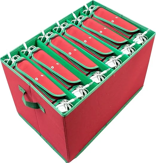 Honey-Can-Do Christmas Tree Lights Storage Box with Handles, Red SFT-09193 Red