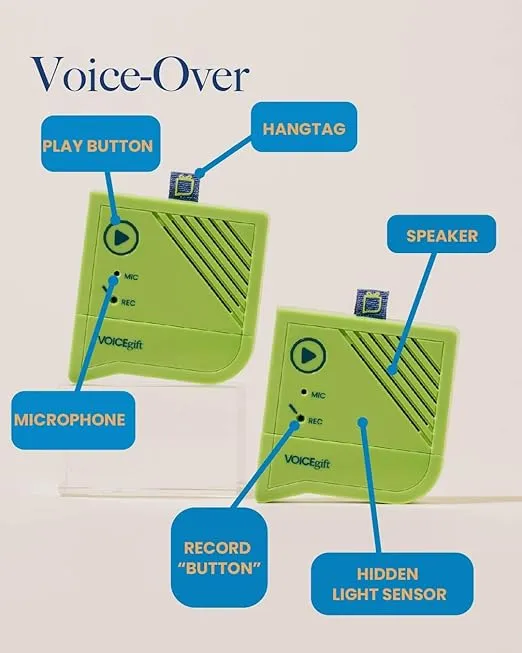 Audio Recorders for Frames & Gifts - All Occasion Voice Recorders (Green | 2 Pack, VoiceOver Voice Recorder)