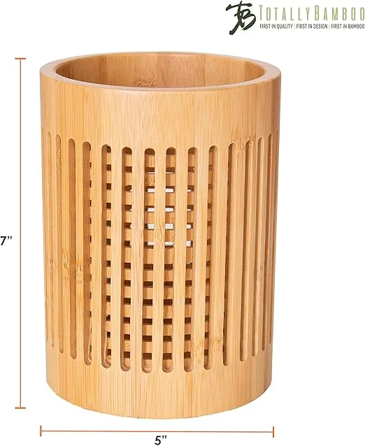 Totally Bamboo Lattice Kitchen Utensil Holder, 5" x 5"x 7"