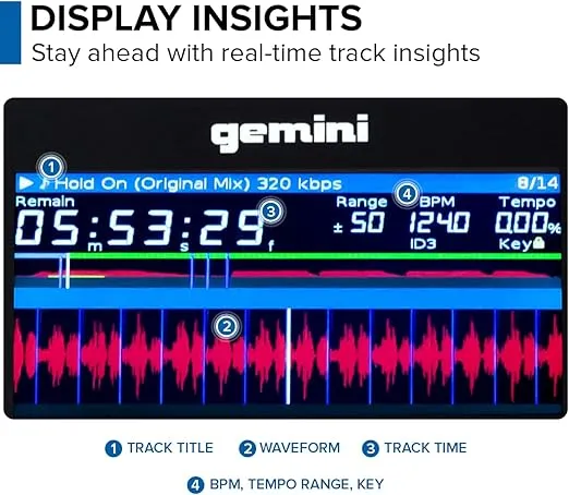 Gemini Sound MDJ-600: Professional CD & USB DJ Media Player with 4.3" Display, Touch-Capacitive Jogwheels, MIDI Controller – Versatile DJ Deck for Beginners and Pros