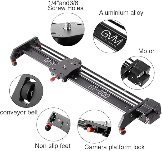 GVM Great Video Maker Motorized Camera Slider Video Rail Track Dolly with Controller Video Shooting Time-Lapse Aluminum Alloy Video Slider for Interview Film Photography