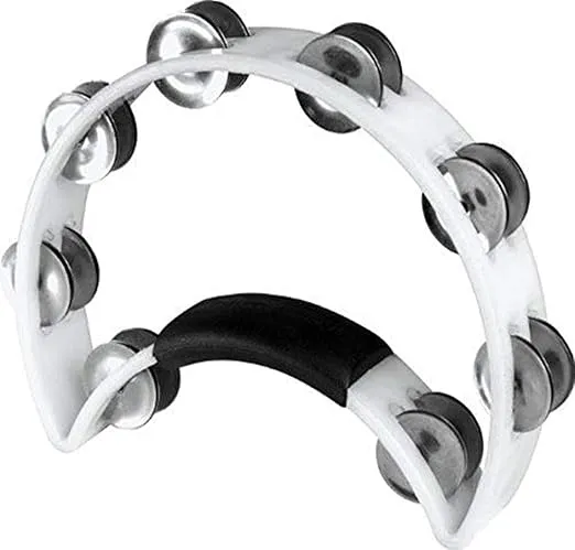 RhythmTech RT1020 Tambourine, Nickel Jingles, White