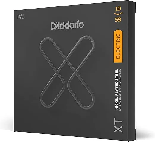 D'Addario Electric Guitar Strings, XT Nickel Coated, XTE1059, Regular Light Gauge 10-59, 7-String Set, Pack of 1