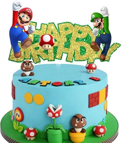 Mario Cake Toppers, Mario Cupcake Topper Mario Birthday Party Supplies for the Mario party decoration