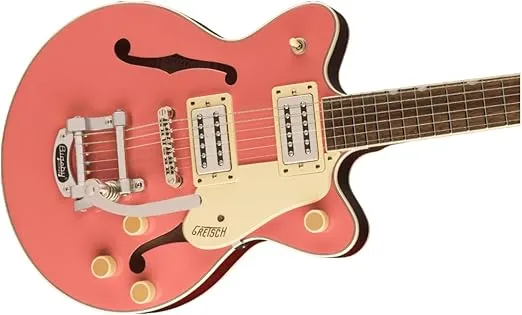 Gretsch G2655T Streamliner Center Block Jr. 6-String Right-Handed Double-Cut Electric Guitar with Maple Body, Bigsby Tailpiece, All-New Broad’Tron BT-3S Pickups and Versatile Controls (Coral)