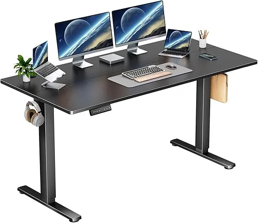 Electric Height Adjustable Standing Desk, 48x24 Inches, Ergonomic Sit-to-Stand Rising Computer Table for Home Office