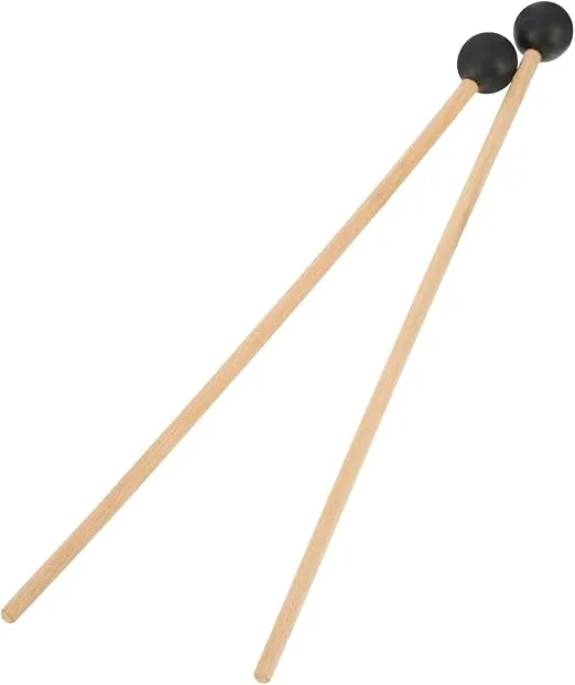 Shappy Bell Mallets Glockenspiel Sticks, Rubber Xylophone Mallet Percussion with Wood Handle, 15 Inch Long (Black)