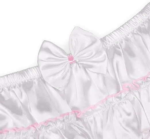 Satini Frilly Sissy Ruffled French Knickers Briefs Lingerie Silky Satin Underwear Panties