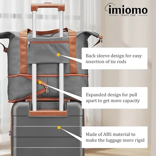 imiomo 3 Piece Luggage Sets,Suitcase with Spinner Wheels,Luggage Set Clearance for Women, Lightweight Rolling Hardside Travel Luggage with TSA Lock (Grey, 5PCS)