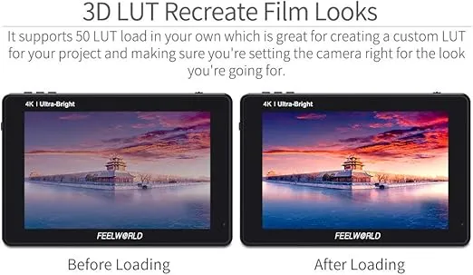 FEELWORLD LUT7 7 Inch Ultra Bright 2200nit Touchscreen Camera DSLR Field Monitor with 3D Lut Waveform Automatic Light Sensor 1920x1200 4K HDMI Input