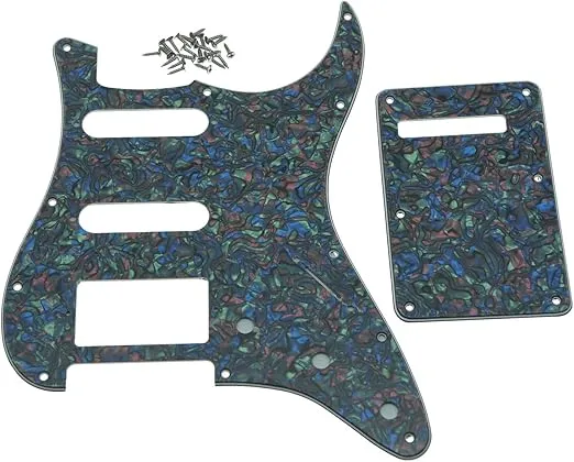 KAISH 11 Hole ST/Strat Style HSS Pickguard with ST Back Plate Tremolo Trem Cover for USA/Mexico Stratocaster/Strat Abalone Pearl