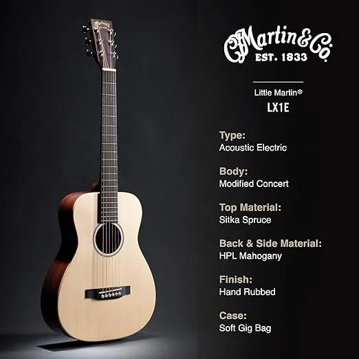 Martin LX1E Little Martin Solid Sitka Spruce/Mahogany HPL Acoustic/Electric w/Gig Bag