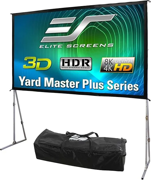 Elite Screens Yard Master Plus, 145-INCH 16:9 Height Setting Adjustable Portable Projector Screen, 4K HD Outdoor Indoor Movie Theater Front Projection, US Based Company 2-YEAR WARRANTY, OMS145H2PLUS