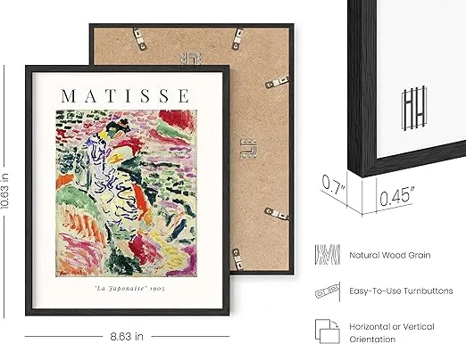 HAUS AND HUES Matisse Prints with Frame - Set of 6 Matisse Poster, Contemporary Wall Art, Matisse Wall Art, Boho Wall Art, Vintage Posters for Room Aesthetic, Summer Matisse (Black Frame, 8x10)