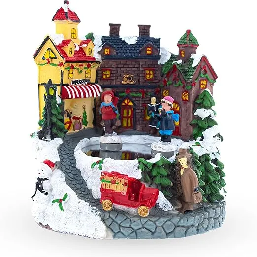 Winter Village Skating Animated Musical Christmas Figurine