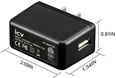 icv USB Wall Charger – 5V 2A AC Power Adapter with US Plug for Phone, Tablet and Other Related USB Powered Devices Small and Lightweight – Designed for Safety