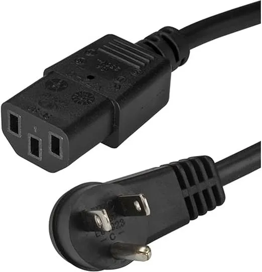 StarTech.com 10ft (3m) Computer Power Cord, Right Angle NEMA 5-15P to C13, 10A 125V, 18AWG, Replacement AC Power Cord, PC Power Supply Cable, Printer / Monitor Power Cord - UL Listed (PXTR10110)