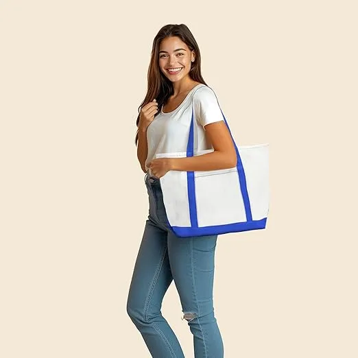 DALIX 23" Premium 24 oz. Cotton Canvas Shopping Tote Bag