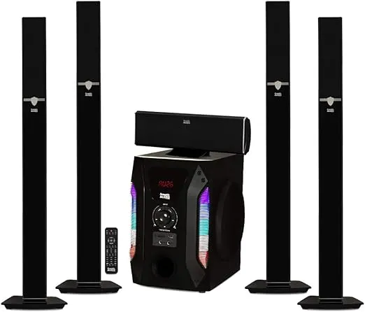 Acoustic Audio AAT1003 Bluetooth Tower 5.1 Home Theater Speaker System with 8" Powered Subwoofer