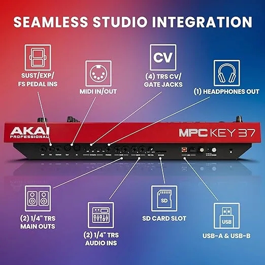 AKAI Professional MPC Key 37 Standalone Production Workstation, Drum Machine, MIDI Keyboard, Synthesizer with WiFi, Bluetooth, Touchscreen, Plug-ins